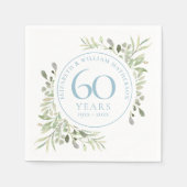 Serviette En Papier 60 ans Diamond Mariage Anniversaire de verdure (Devant)