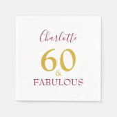 Serviette En Papier 60 et fabuleux Elégant 60e anniversaire (Devant)