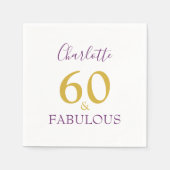 Serviette En Papier 60 et fabuleux Elégant 60e Anniversaire Purple Gol (Devant)