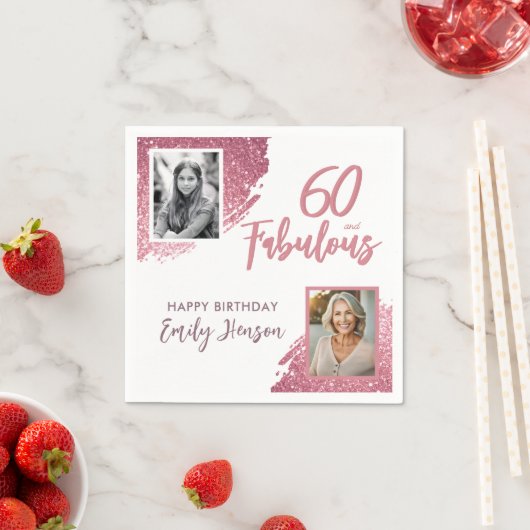 Serviette En Papier 60 et fabuleux Parties scintillant rose 2 Photo 60 (En situation)