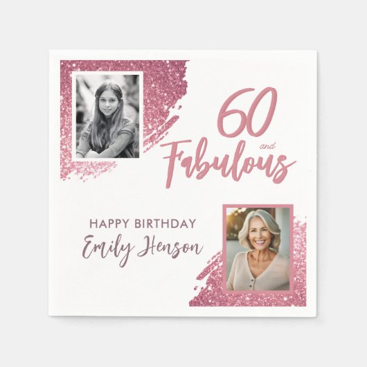 Serviette En Papier 60 et fabuleux Parties scintillant rose 2 Photo 60 (Devant)