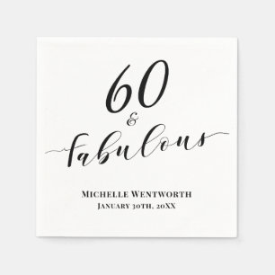 Serviette En Papier 60 et Fabuleux Soixantième Anniversaire Écriture É