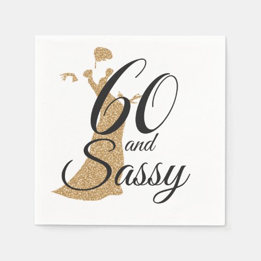 Serviette En Papier 60 et fête d'anniversaire de Sassy (Devant)