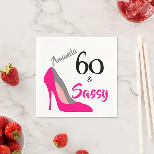 Serviette En Papier 60 et Sassy 60e anniversaire (En situation)
