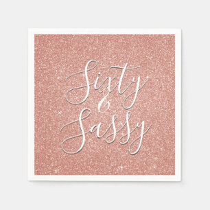 Serviette En Papier 60 et Sassy Anniversaire Rose Gold Blush Pink Part