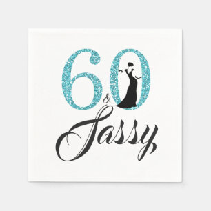 Serviette En Papier 60 et Sassy Blue Parties scintillant fête d'annive