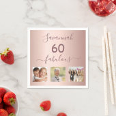 Serviette En Papier 60 fabuleuse photo rose or fête d'anniversaire (En situation)