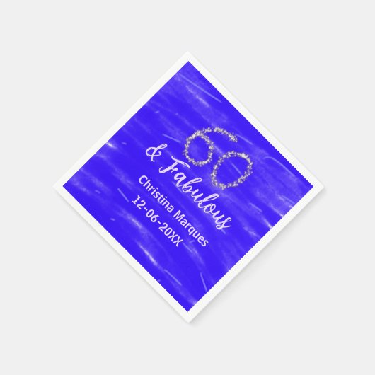 Serviette En Papier 60 & fabuleux anniversaire bleu argent ajouter nom (Coin)