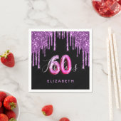Serviette En Papier 60 Fabuleux anniversaire noir violet parties scint (En situation)