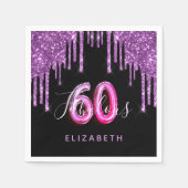 Serviette En Papier 60 Fabuleux anniversaire noir violet parties scint (Devant)