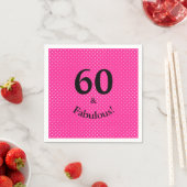 Serviette En Papier 60 & Fabuleux Anniversaire Pois rose vif (En situation)