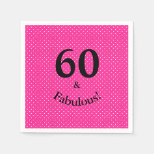Serviette En Papier 60 & Fabuleux Anniversaire Pois rose vif