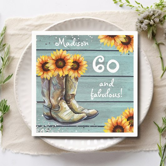 Serviette En Papier 60 Fabuleux bottes de tournesol rustique de pays p