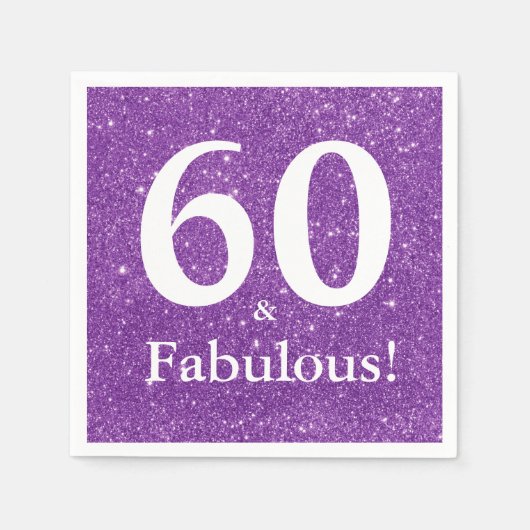 Serviette En Papier 60 & Fabuleux ! Parties scintillant pourpre Soixan (Devant)