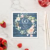 Serviette En Papier 60e 75e anniversaire du Mariage Bleu Rustique Flor (En situation)