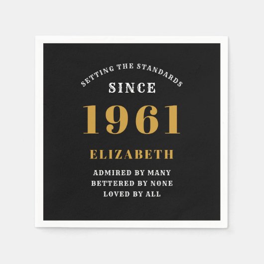 Serviette En Papier 60e anniversaire 1961 Black Gold (Devant)
