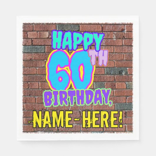 Serviette En Papier 60e anniversaire ~ Amusant, Graffiti urbain inspir (Devant)