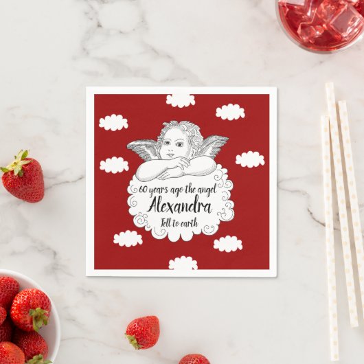 Serviette En Papier 60e anniversaire Angel chrétien dans les nuages Ro (En situation)