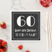 Serviette En Papier 60e anniversaire ~ Art Déco Inspiré Look "60", Nom (En situation)