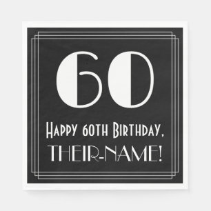 Serviette En Papier 60e anniversaire ~ Art Déco Inspiré Look "60", Nom