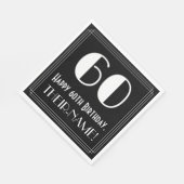 Serviette En Papier 60e anniversaire ~ Art Déco Inspiré Look "60", Nom (Coin)