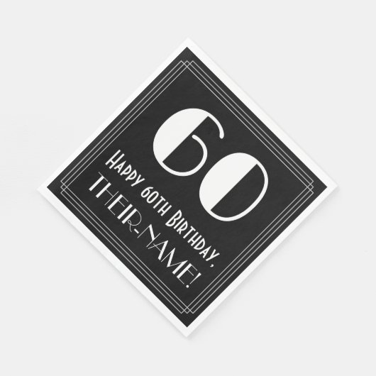 Serviette En Papier 60e anniversaire ~ Art Déco Inspiré Look "60", Nom (Coin)