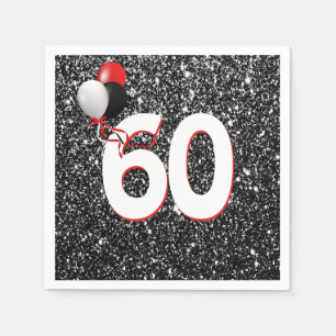 Serviette En Papier 60e anniversaire Ballons sur Parties scintillant n