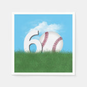 Serviette En Papier 60e Anniversaire Baseball En Herbe Verte (Devant)