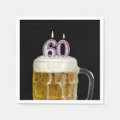 Serviette En Papier 60e anniversaire Bière sur noir (Devant)