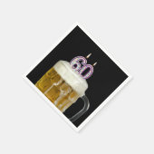 Serviette En Papier 60e anniversaire Bière sur noir (Coin)