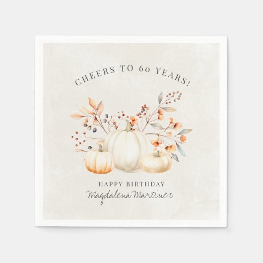Serviette En Papier 60e anniversaire blanc Citrouille automne Leaves p (Devant)
