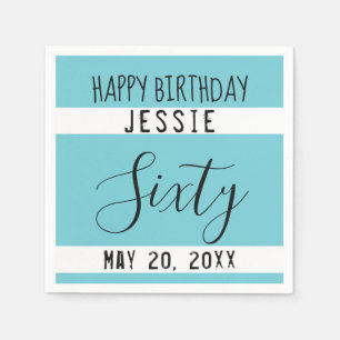 Serviette En Papier 60e anniversaire Bleu noir Livre blanc serviettes