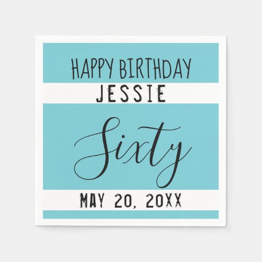 Serviette En Papier 60e anniversaire Bleu noir Livre blanc serviettes (Devant)