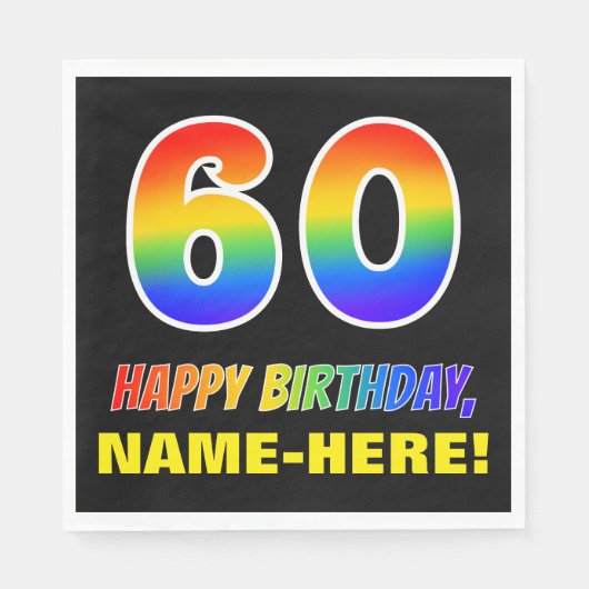 Serviette En Papier 60e anniversaire : Bold, amusant, simple, arc-en-c (Devant)