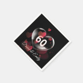 Serviette En Papier 60e Anniversaire Bulle cardiaque avec Coeurs rouge (Coin)