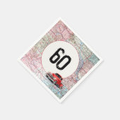 Serviette En Papier 60e anniversaire Camion rouge Retro sur la carte r (Coin)