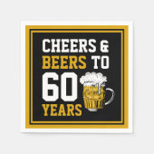 Serviette En Papier 60e anniversaire Cheers & Bières à 60 ans (Devant)