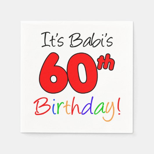 Serviette En Papier 60e anniversaire de Babi Grand-mère tchèque (Devant)