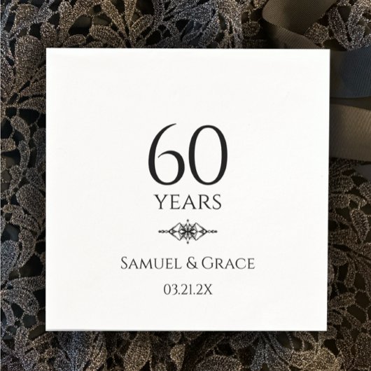 Serviette En Papier 60e anniversaire de diamant élégant et personnalis
