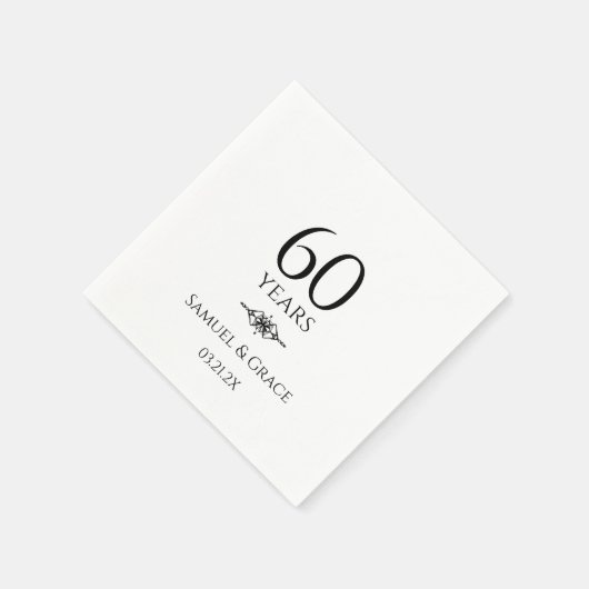 Serviette En Papier 60e anniversaire de diamant élégant et personnalis (Coin)