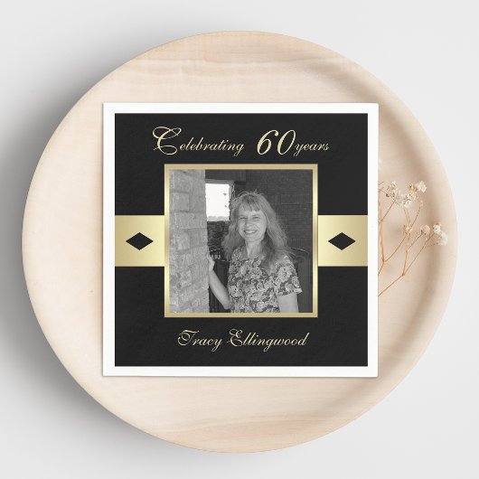 Serviette En Papier 60e anniversaire de la fête Photo sur noir