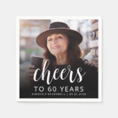 Serviette En Papier 60e anniversaire de la fête Photo White Script Che (Devant)