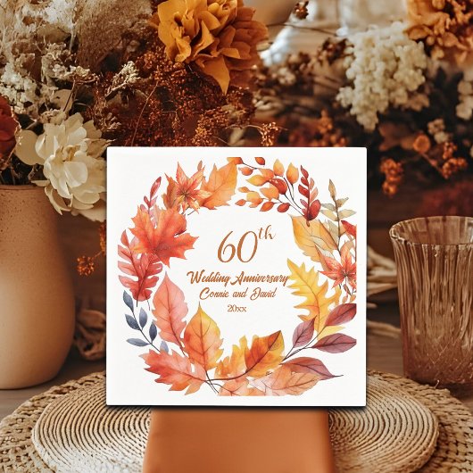 Serviette En Papier 60e anniversaire de Mariage automne floral