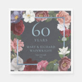 Serviette En Papier 60e anniversaire de Mariage de diamant Roses de pa (Devant)