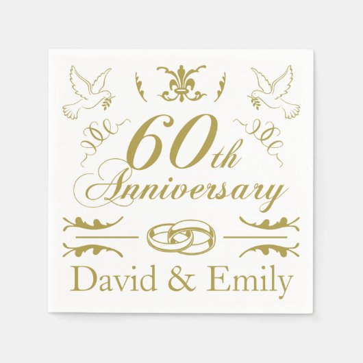 Serviette En Papier 60e anniversaire de Mariage personnalisé (Devant)