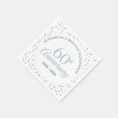 Serviette En Papier 60e anniversaire de Mariage Script Hearts Confetti (Coin)
