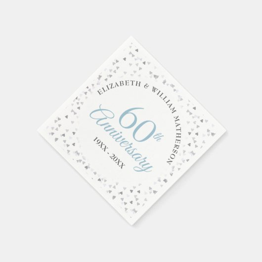 Serviette En Papier 60e anniversaire de Mariage Script Hearts Confetti (Coin)