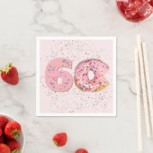 Serviette En Papier 60e anniversaire Donut rose (En situation)