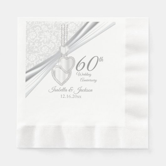 Serviette En Papier 60e anniversaire du Mariage diamant 2 (Devant)