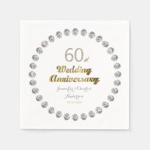 Serviette En Papier 60e Anniversaire du Mariage diamant Typographie de